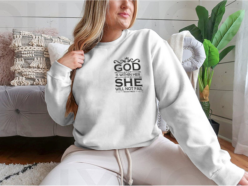 God Is Within Her She Will Not Fail-Christian Cross With Bible Verse,