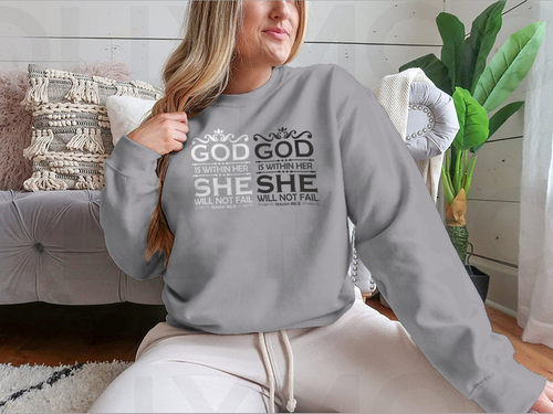 God Is Within Her She Will Not Fail-Christian Cross With Bible Verse,