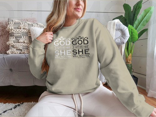 God Is Within Her She Will Not Fail-Christian Cross With Bible Verse,